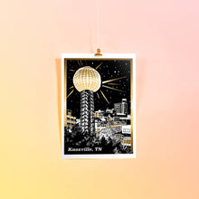 Load image into Gallery viewer, Knoxville Sun Sphere Gold Foil Art Print 8.5"x11"