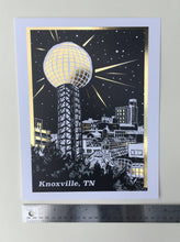 Load image into Gallery viewer, Knoxville Sun Sphere Gold Foil Art Print 8.5"x11"