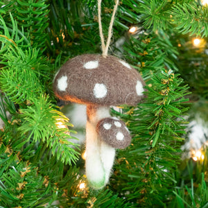 Felt Mushroom Ornaments  6 Assorted PIECES