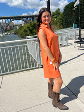 Load image into Gallery viewer, Elle Collared Sleeveless Game Day Polo Dress Orange