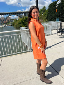 Elle Collared Sleeveless Game Day Polo Dress Orange