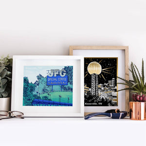 Knoxville Sun Sphere Gold Foil Art Print 8.5"x11"