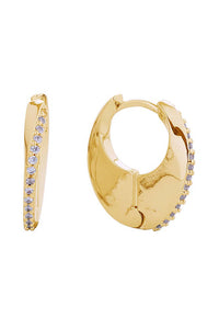 14K Slim Hoop Huggie Earrings: Gold