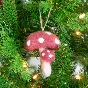 Felt Mushroom Ornaments  6 Assorted PIECES