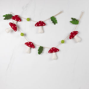 Felt Decor Red Spotted Felt Mushroom Garland