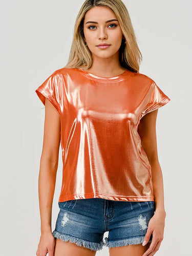 Gameday Metallic Muscle Top - Orange