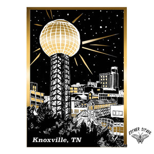 Knoxville Sun Sphere Gold Foil Art Print 8.5"x11"