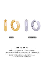 Load image into Gallery viewer, 14K Chunky Funky Huggie Hoop Earrings: Gold