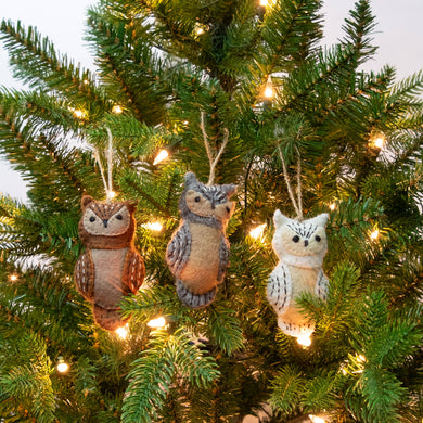 Ornament Owl Natural 3 Assorted Colors