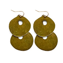 Load image into Gallery viewer, Brass Patina Earrings - Round Earthy Greens