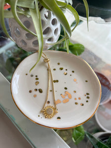 Speckled Jewelry Dish - White and Gold Foil - 4x4"