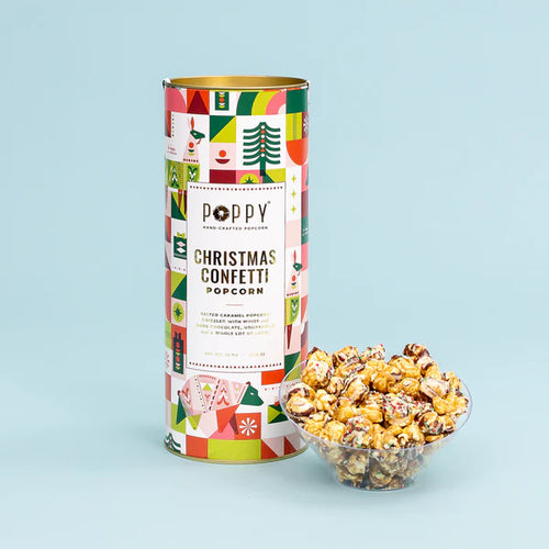 Poppy Popcorn Christmas Confetti Popcorn - Holiday Cylinder