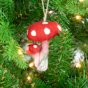 Felt Mushroom Ornaments  6 Assorted PIECES