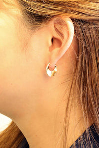 14K Slim Hoop Huggie Earrings: Gold