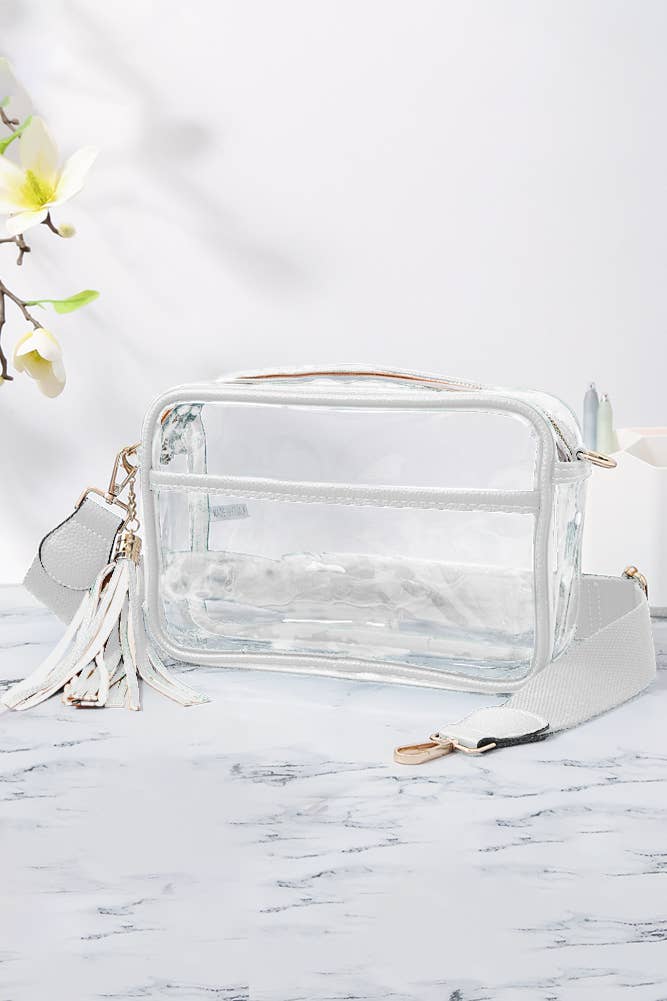 Clear PU Cross Body Camera Bag: White