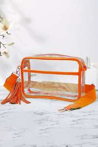 Clear PU Cross Body Camera Bag: Orange