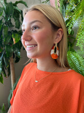 Load image into Gallery viewer, First Down Fringe Earring ORANGE WHITE