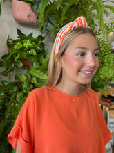 Load image into Gallery viewer, Natasha Sequin Striped Headband ORANGE WHITE