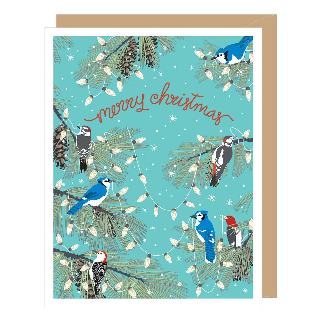 Woodpecker & Blue Jay Christmas Card