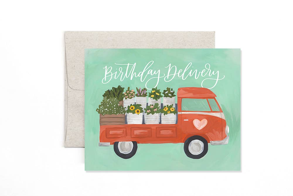 Flower Truck Birthday Greeting Card Stationery