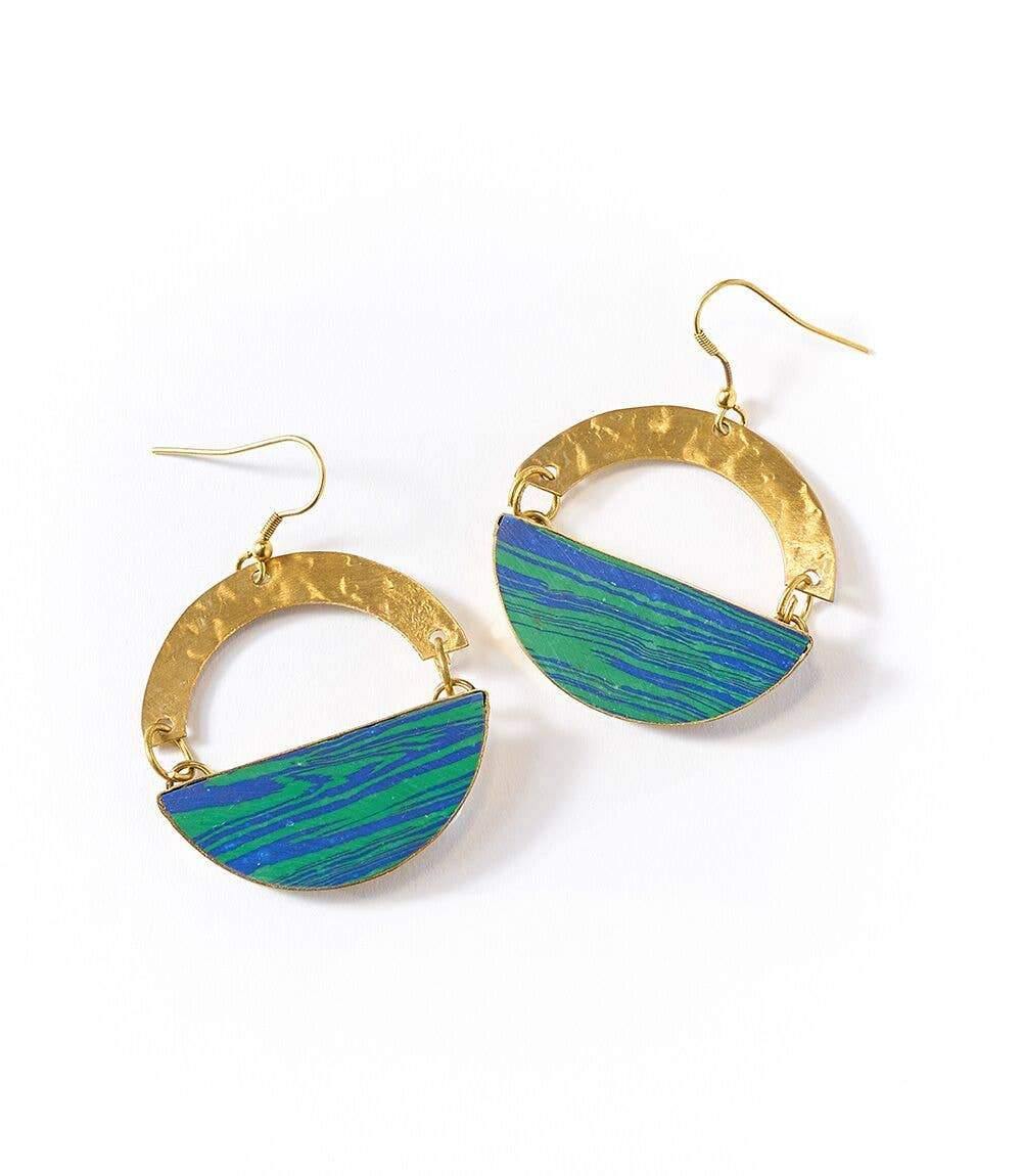 Ria Earrings - Blue Green Swirl - Minimal Optimist, LLC