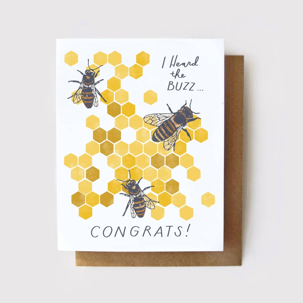 Heard the Buzz - Honeybee Congrats Card