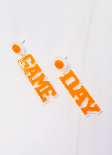 Game Day Drop Earring ORANGE WHITE