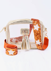 Sammy Star Sequin Crossbody Strap ORANGE WHITE