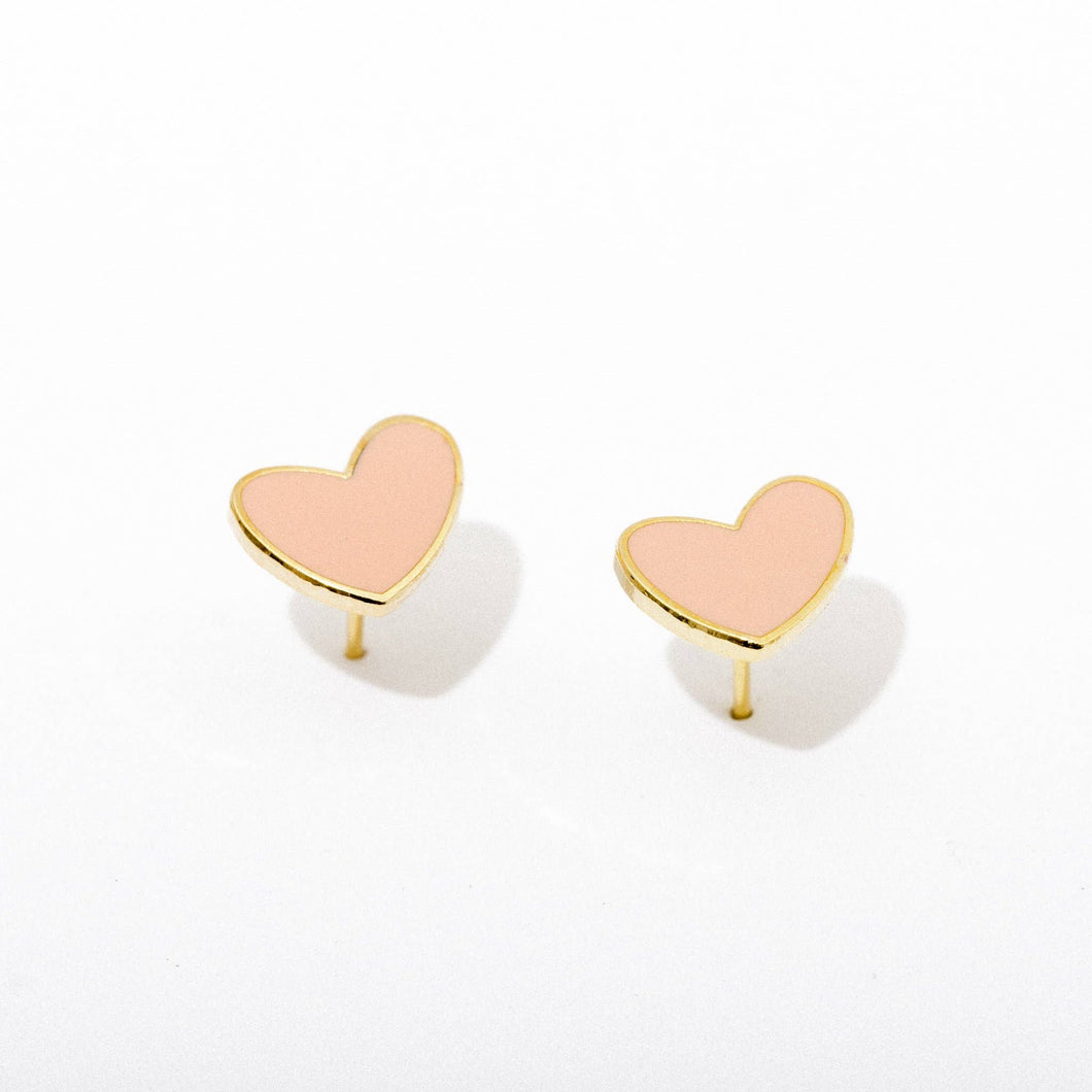 Pink Heart Post Earrings
