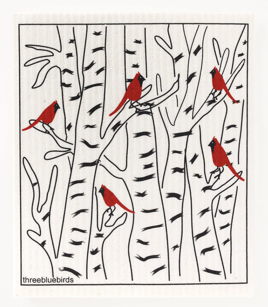 Winter Cardinals Swedish Dishcloth - Minimal Optimist, LLC