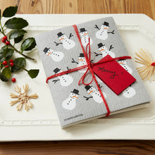 Load image into Gallery viewer, Frosty Friends on Grey Swedish Dishcloth