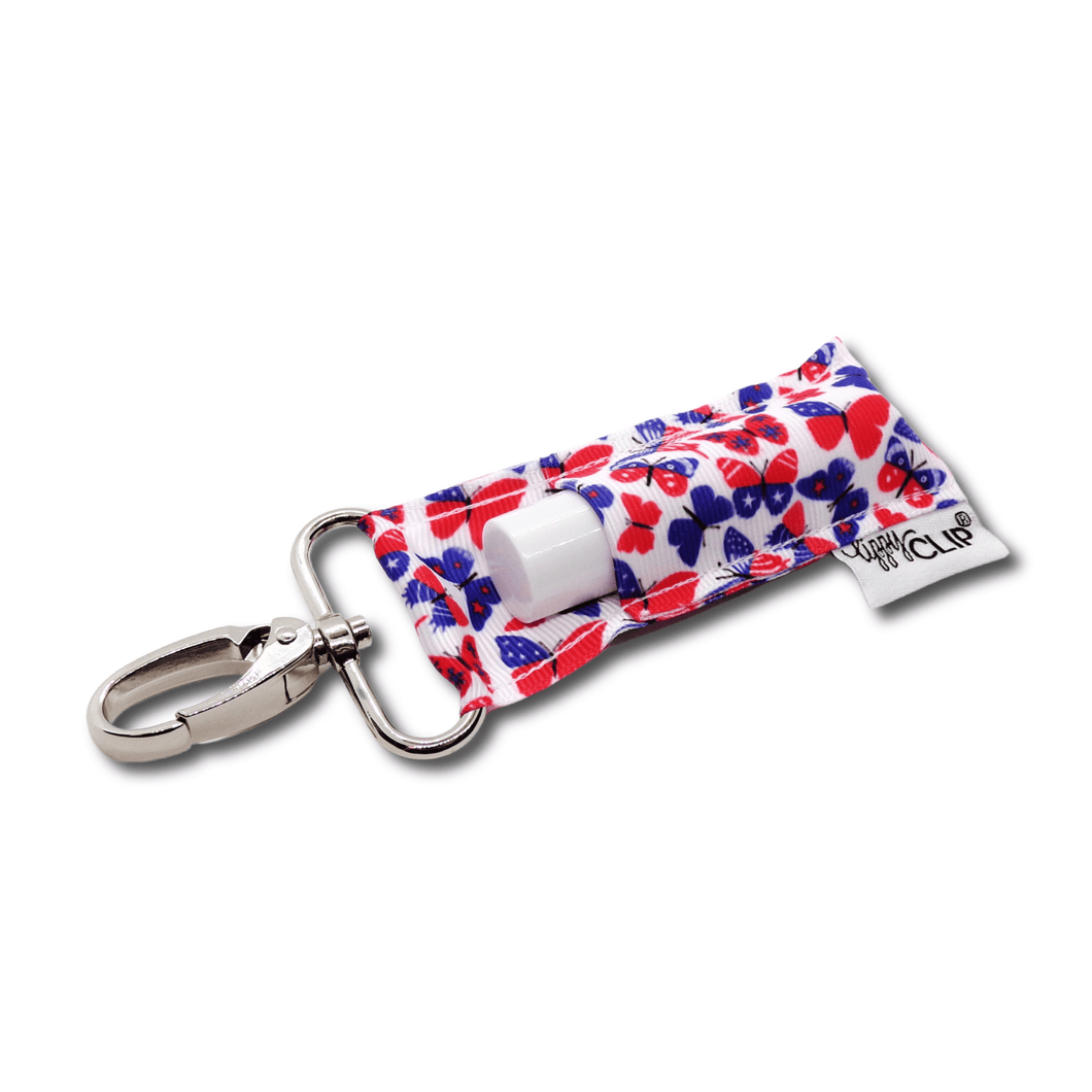 Red White and Blue Butterflies LippyClip® Lip Balm Holder