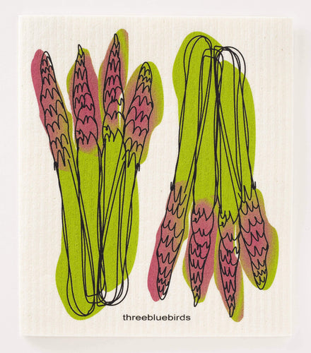 Asparagus on White Swedish Dishcloth - Minimal Optimist, LLC