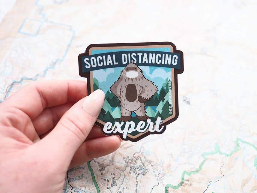 Social Distancing Sasquatch Sticker - Minimal Optimist, LLC