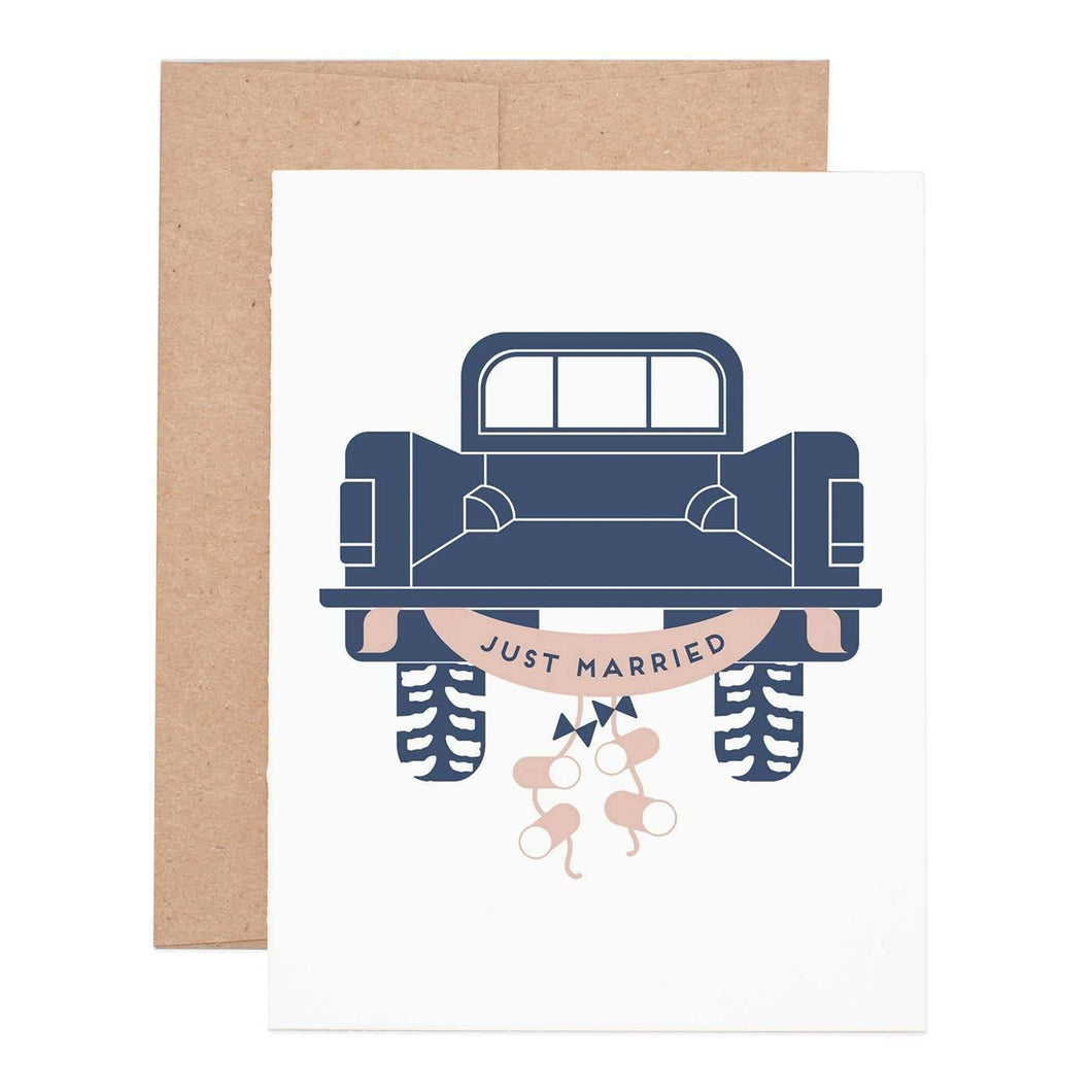 Just Married Truck Greeting Card - Minimal Optimist, LLC