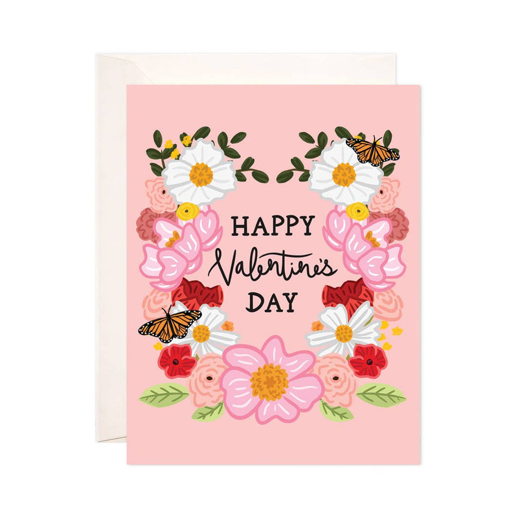 Floral Valentine Greeting Card - Valentine's Day Card