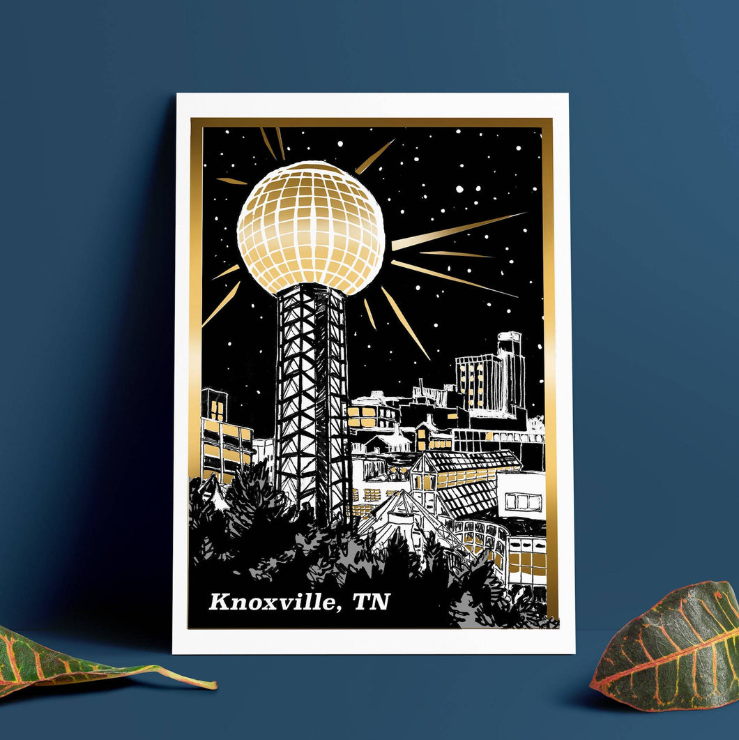 Knoxville Sun Sphere Gold Foil Art Print 8.5