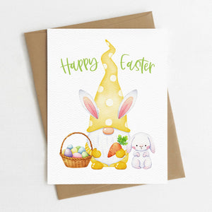 Happy Easter Gnome Card, Easter Bunny, Eco Friendly