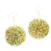 Chartreuse Glitter Coin Earrings