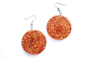 Orange Glitter Earrings
