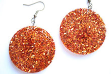 Load image into Gallery viewer, Orange Glitter Earrings