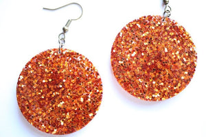 Orange Glitter Earrings