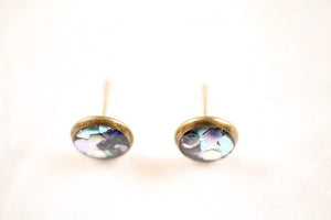 Aqua Glitter Mini Stud Earrings