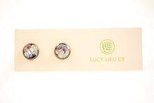 Load image into Gallery viewer, Aqua Glitter Mini Stud Earrings
