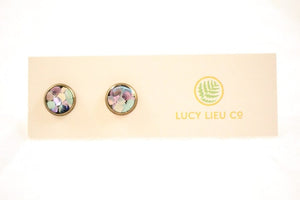 Aqua Glitter Mini Stud Earrings