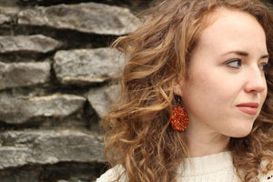 Orange Glitter Earrings