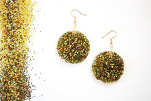 Load image into Gallery viewer, Chartreuse Glitter Coin Earrings