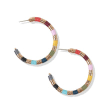 Load image into Gallery viewer, Multi Color Gold Sequin Hoop Earrings