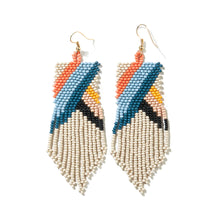 Load image into Gallery viewer, Ivory Blush Coral Yellow Multi Stripe Angle Earrings